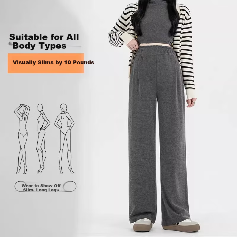 Shiduo Maternity Pants Spring Autumn Wide-Leg Pants 2025 New Glutinous Rice Style Plus Size Oatmeal Fleece XL