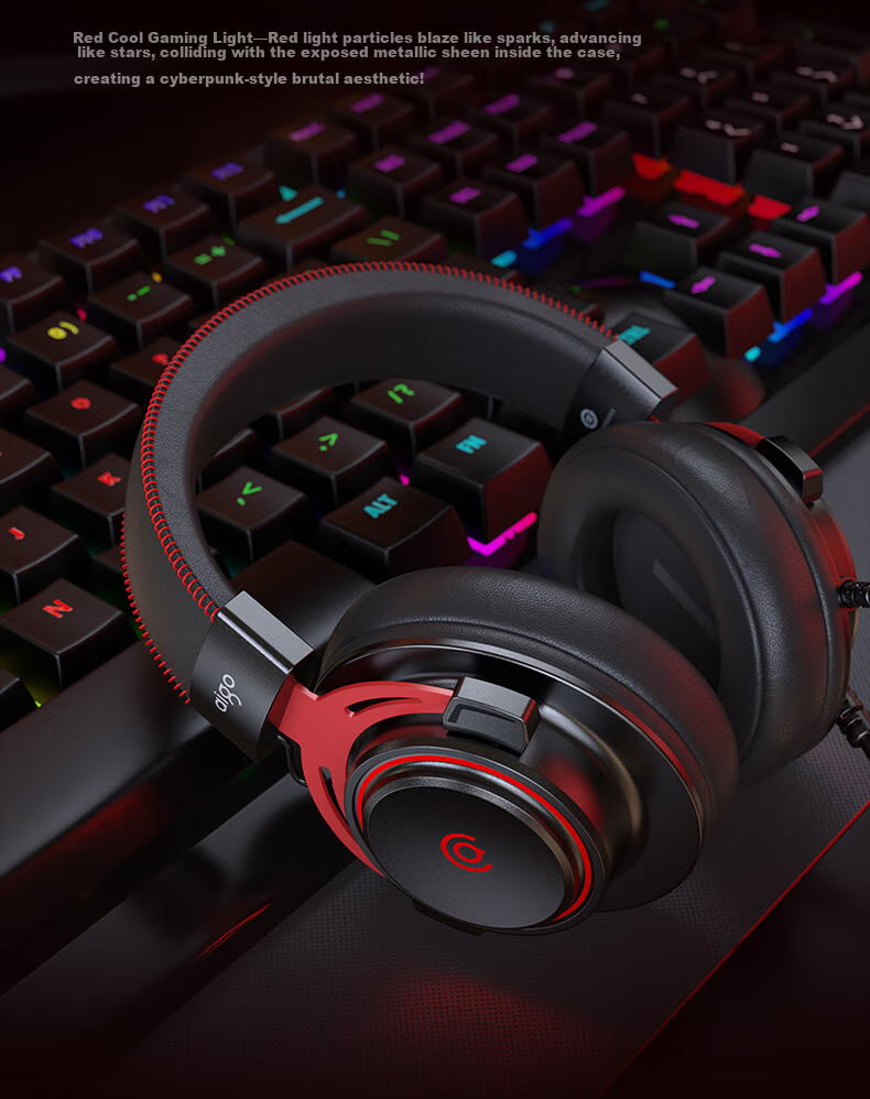Aigo Wired Gaming Headset Over-Ear Lightweight Suspension Headband Tri-Color RGB PUBG Delta FPS AL600 11