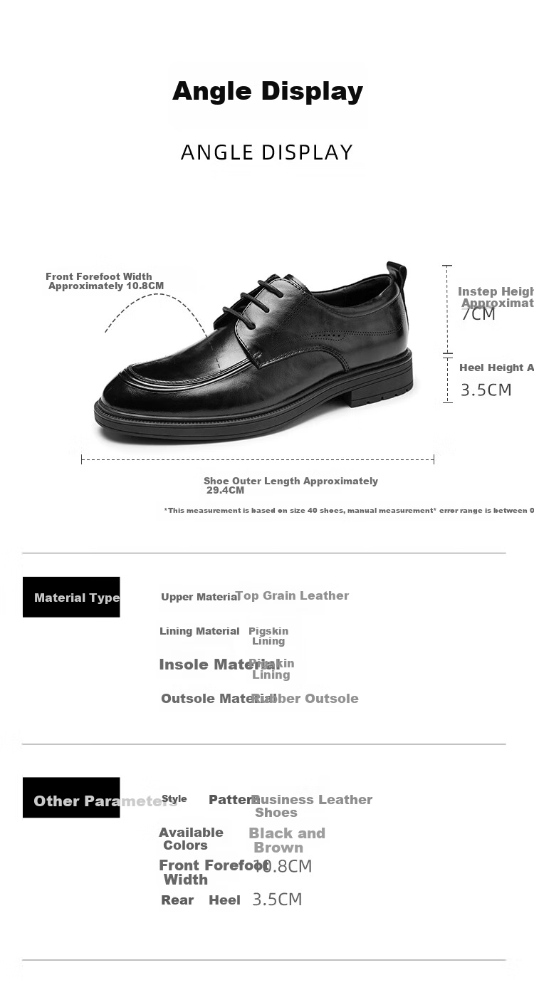 Aokang Men's Spring and Autumn Casual Leather Business Dress Shoes Comfortable Derby Wedding Groom Shoes MT 14