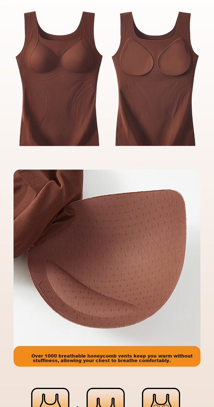 GRACEWELL Seamless Thermal Vest for Women with Built-in Chest Pad, Autumn and Winter Lifting and Gathering Thermal Underwear Base Layer 9