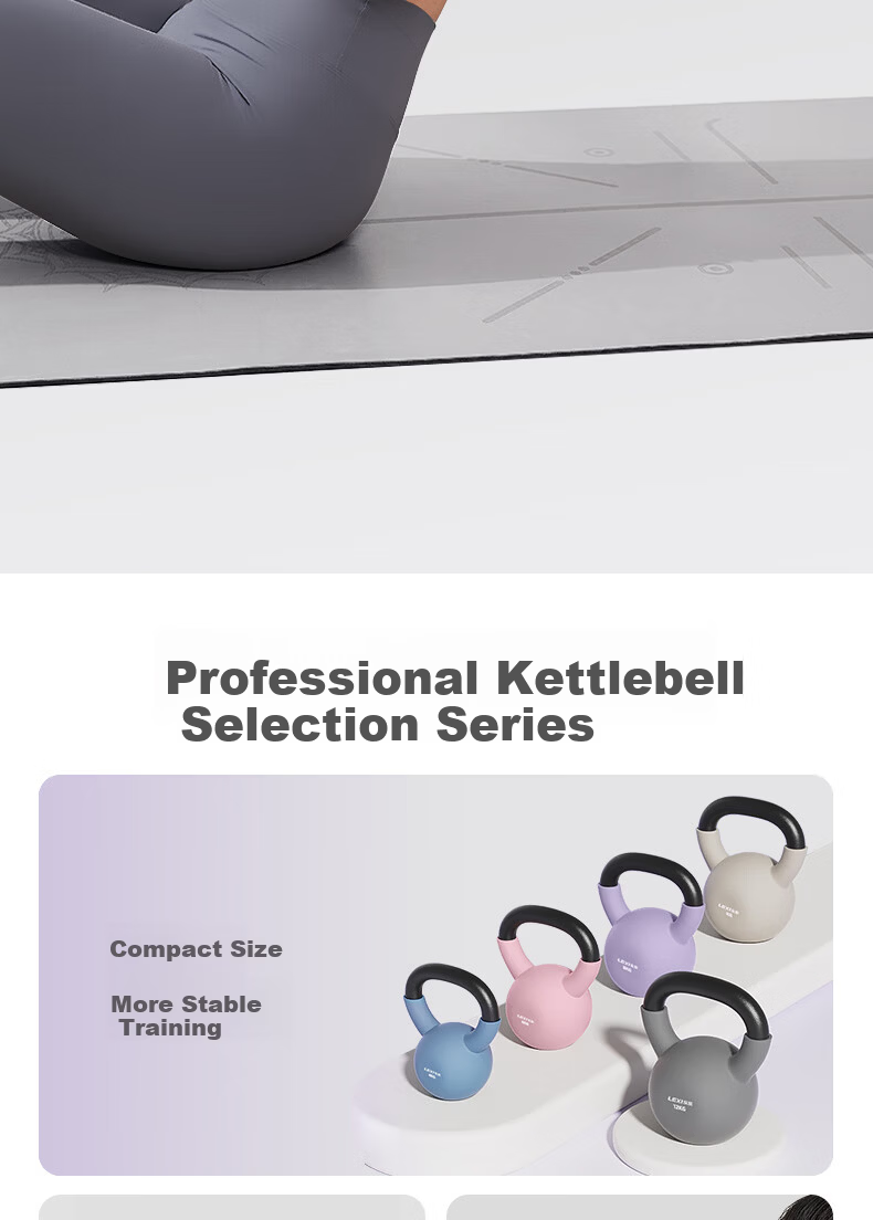 Lexi Cast Iron Kettle Bell Solid Dumbbell Home Fitness Equipment Hip Lift Ivory White 8kg 2