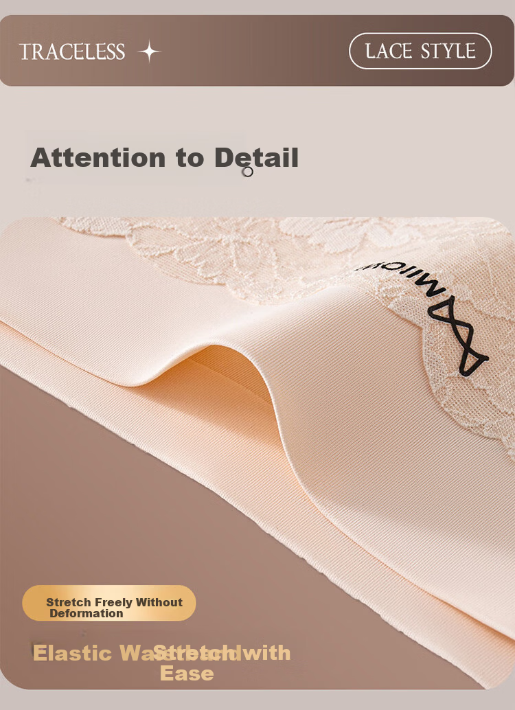 Miiow Women's Lace Underwear Extended 10A Cotton Antibacterial Crotch High Waist Tummy Control Hip Lift Breathable Plus Size Triangle Panties M 30