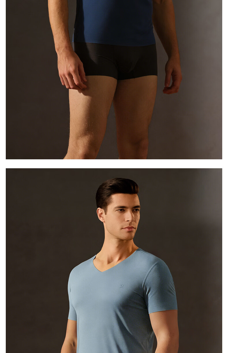 MONTAGUT 80s Modal Short Sleeve Men's Seamless V-Neck Half Sleeve Sports Fitness Lightweight Base Layer Summer Top 27
