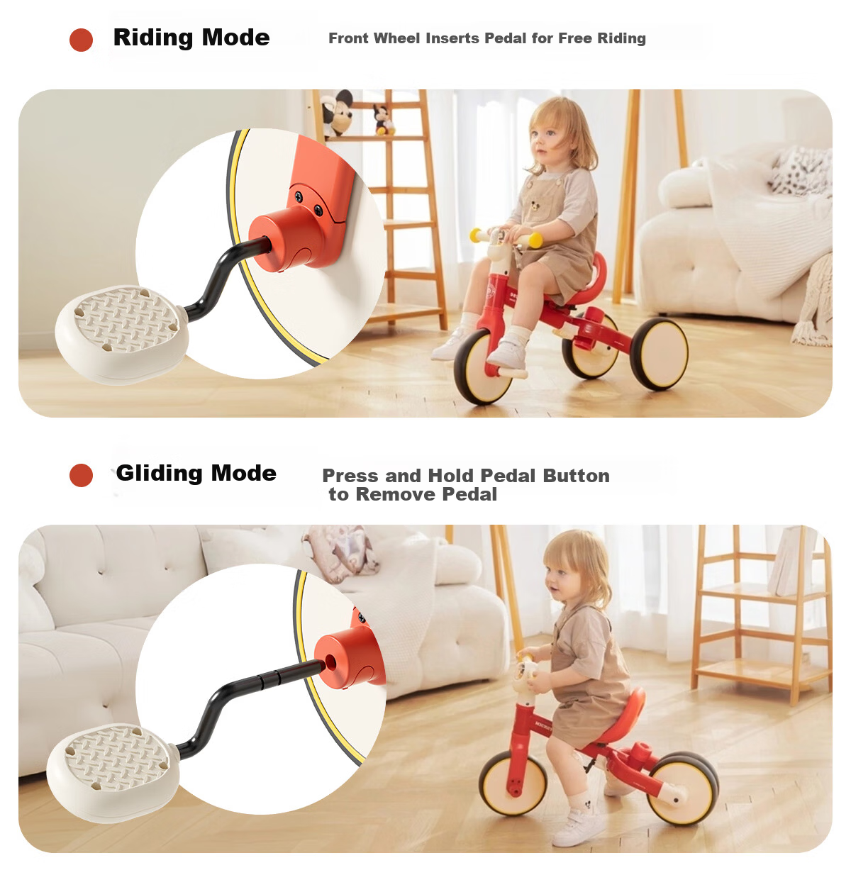 DISNEY Kids Tricycle Balance Bike 1-3-6 Years Toddler Pedal Bicycle Baby Birthday Gift Walker Push Bike 33