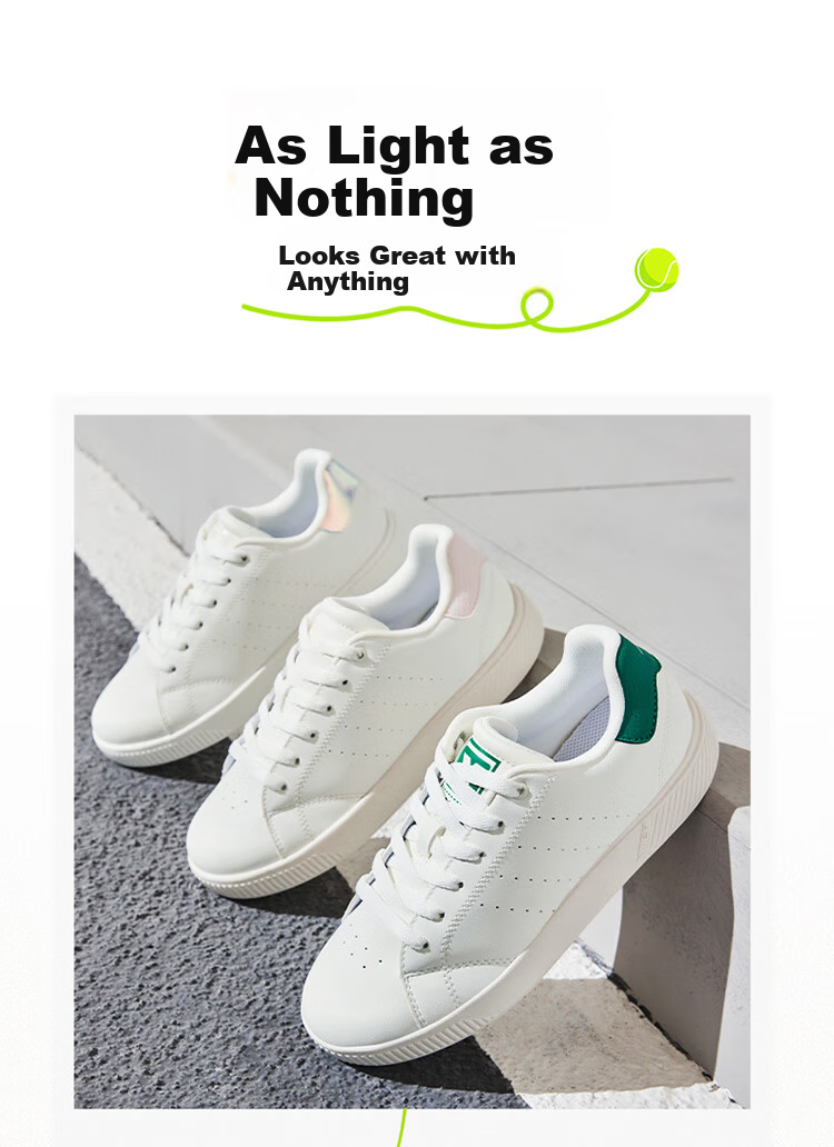 Xtep Couple's Men's and Women's Sports Sneakers Casual White Shoes Spring Summer Breathable Non-slip Wear-resistant Casual Shoes 3