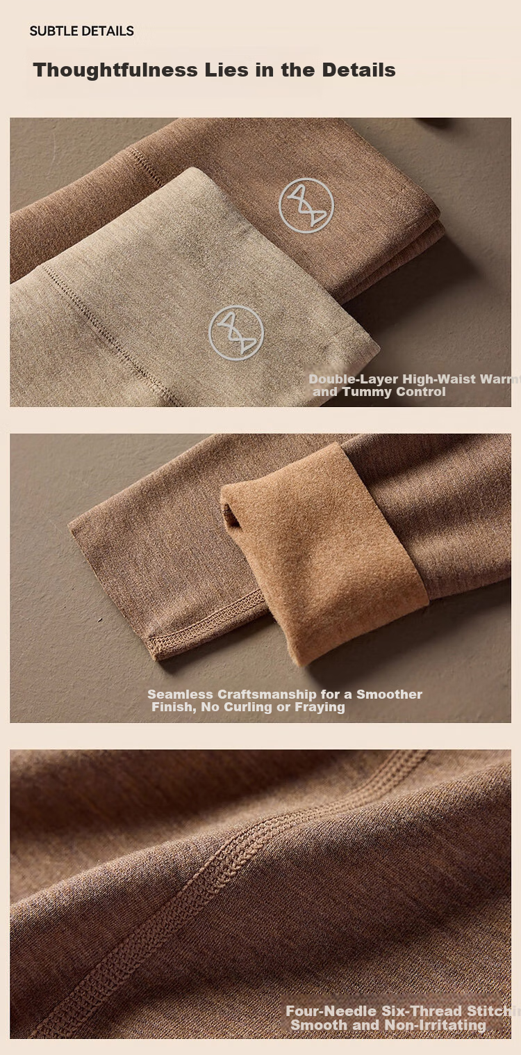 MiiOW Camel Silk Women's Thermal High-Waist Seamless Slimming Fleece-Lined Autumn Leggings Thermal Base Pants 16