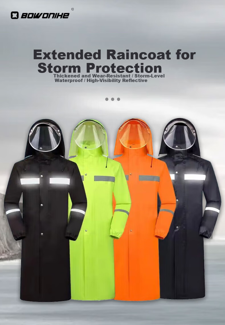 BWNK Long Waterproof Full-Body Raincoat Unisex Adult Outdoor Workwear Reflective Rain Poncho 1