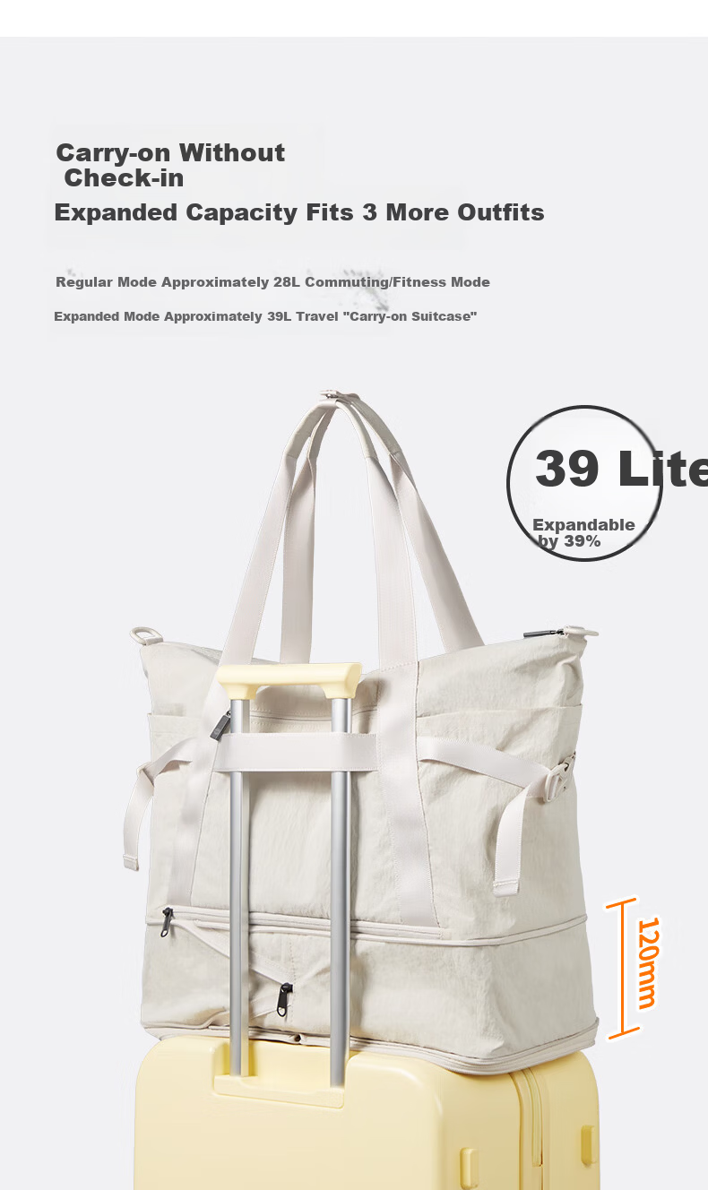 Mixi Large Capacity Travel Bag for Women, Business Trips, Short Trips, Gym, Men, Carry-on Portable Sports Handheld Universal Bag 4
