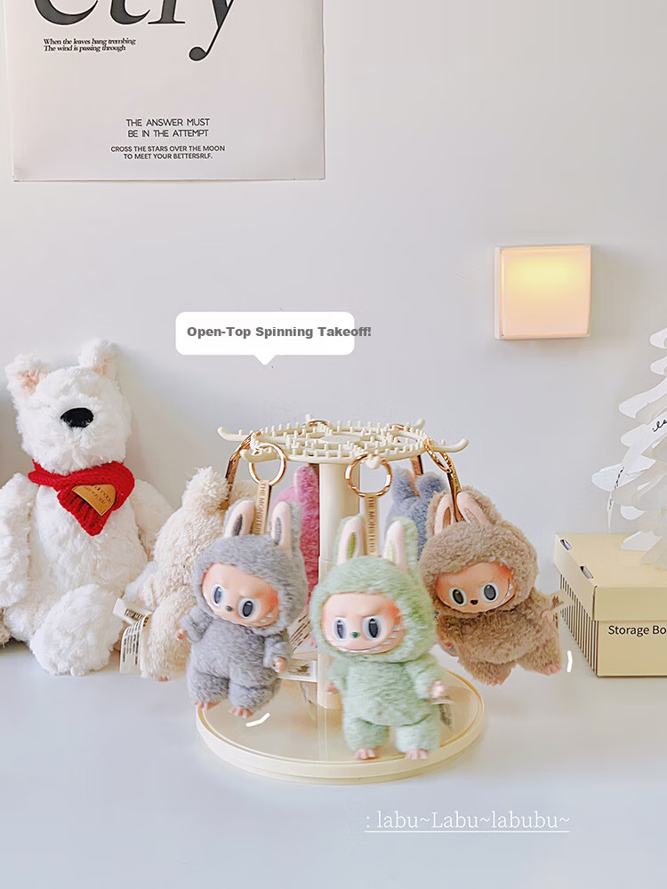 MESHD Labubu Hanging Display Box Rotating Transparent Labubu Plush Doll Figurine Blind Box Storage Display Stand 11