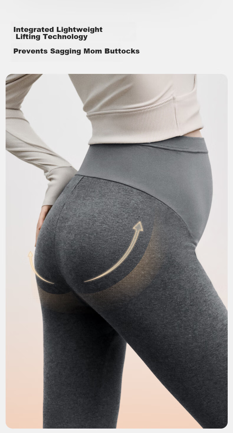 EMXEE Maternity Thick Leggings, Autumn New Style Pregnancy Yoga Pants, Maternity Tummy Support Pants, Butt-Lifting Pants, Maternity Wear, Black 11