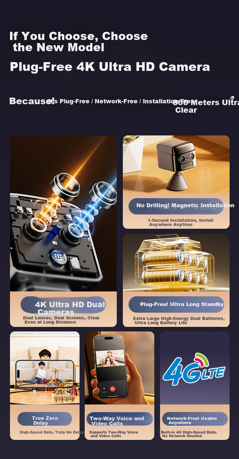 Tuqiang Camera Lifetime Data-Free Wireless No Network No Power Needed Remote HD Night Vision Home Surveillance Recorder WiFi Indoor JD Self-Operated 10
