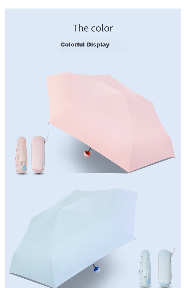 Impression City Mini Capsule Umbrella Black Coating UV Protection Sunshade Portable Lightweight Beige Sun and Rain Umbrella 9