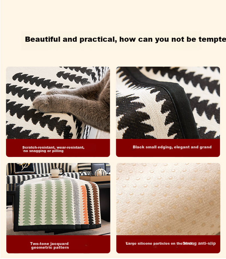 Wuyinliangpin Premium Sofa Cover, All-Season Use, Non-Slip, for Leather Sofas, Classic Style, 90*240cm 2