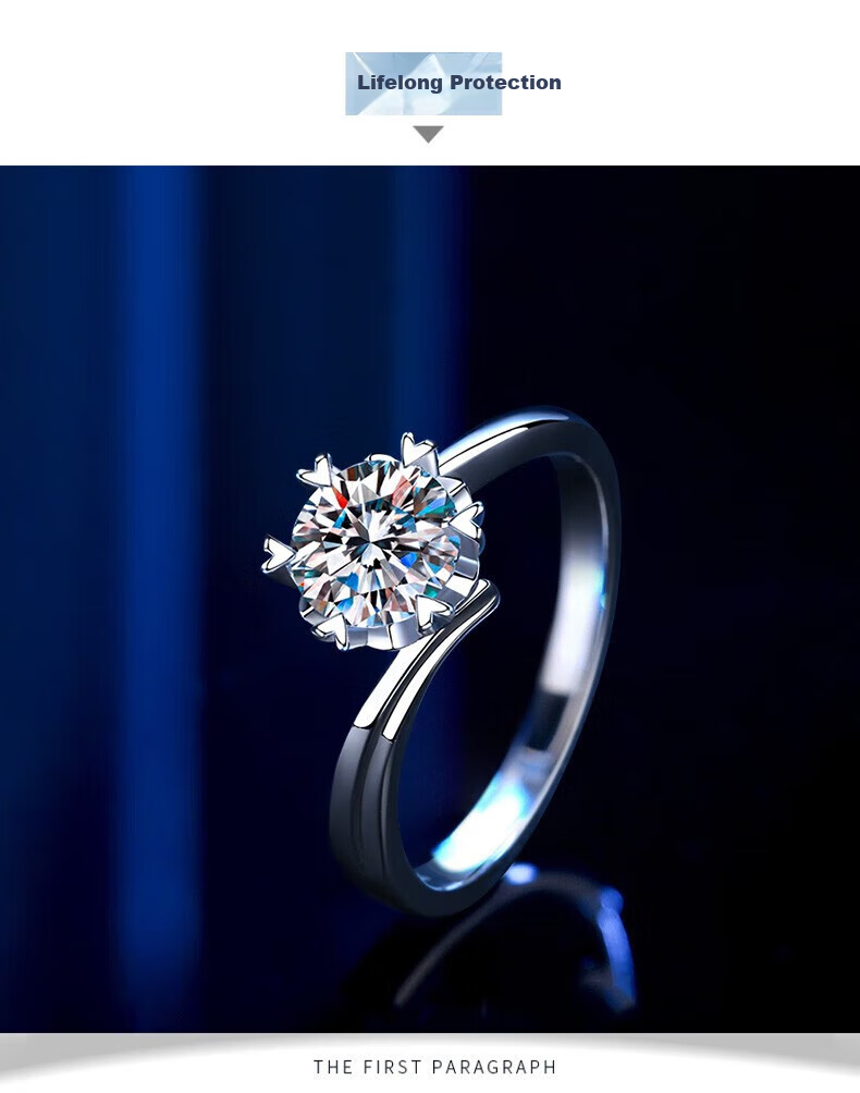 Zhoudajin CHOW TAI KING, One Carat Moissanite Diamond Ring, Sterling Silver Engagement Ring for Women, Qixi Valentine's Day Gift for Girlfriend Or Wife, Birthday Present 20