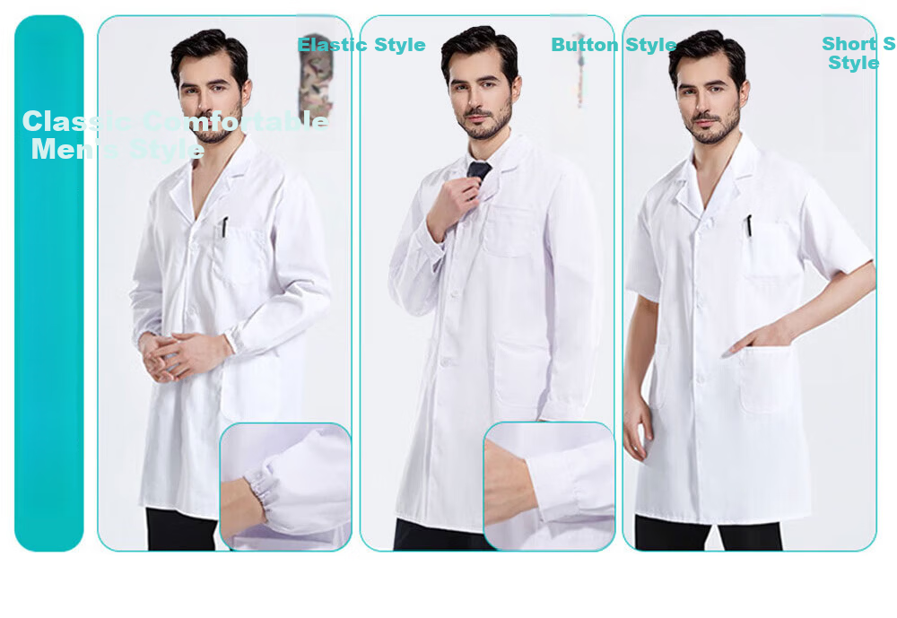 Laobaojia Work White Coat Dustproof and Stain-resistant Lab Coat Men's Short Sleeve M (160-165) 7