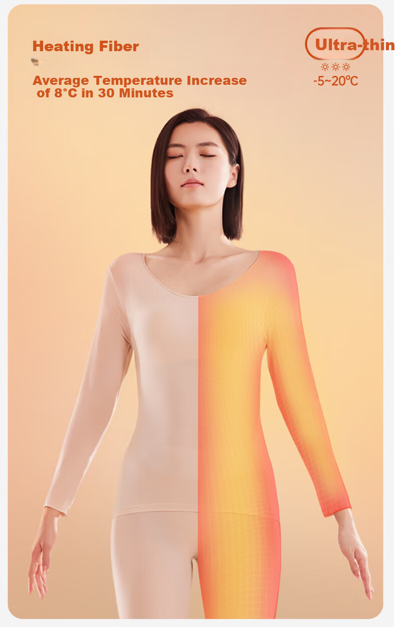 Avandi Women's Thermal Underwear Ultra-Thin Lightweight Warm Skin-Friendly Heating Seamless Autumn Winter Invisible Base Layer Slim Fit Set 6