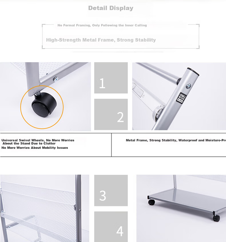 Deli 3-Tier Business Metal Newspaper Rack Magazine Rack Book Rack Brochure Display Shelf Floor Standing Document Rack Height 1.27m 9308 Y-Type 7+1 Layers Aluminum Alloy Clips 4