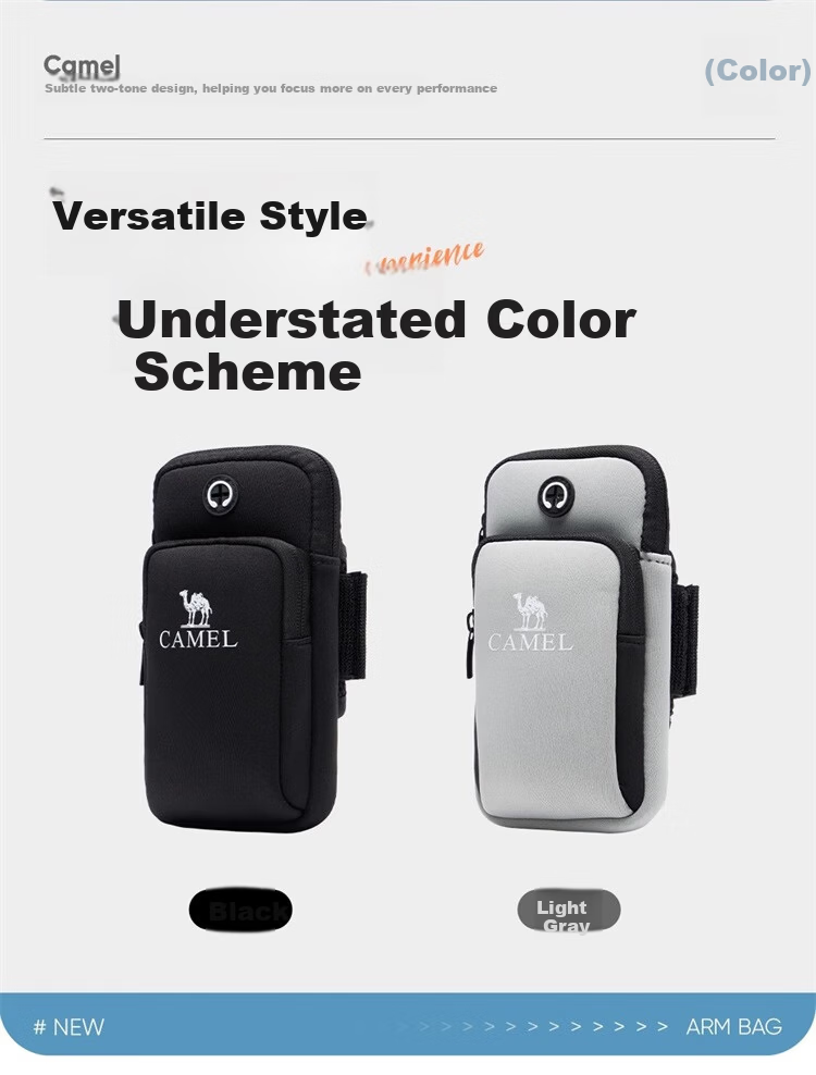 CAMEL Running Armband Phone Holder Unisex Sports Outdoor Wrist Bag Light Gray 17