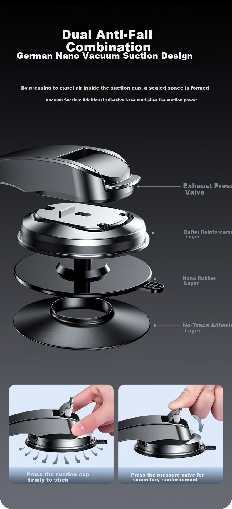 BIMLL Universal Car Phone Mount Suction Cup Holder for Navigation New Model Car Interior Support 15