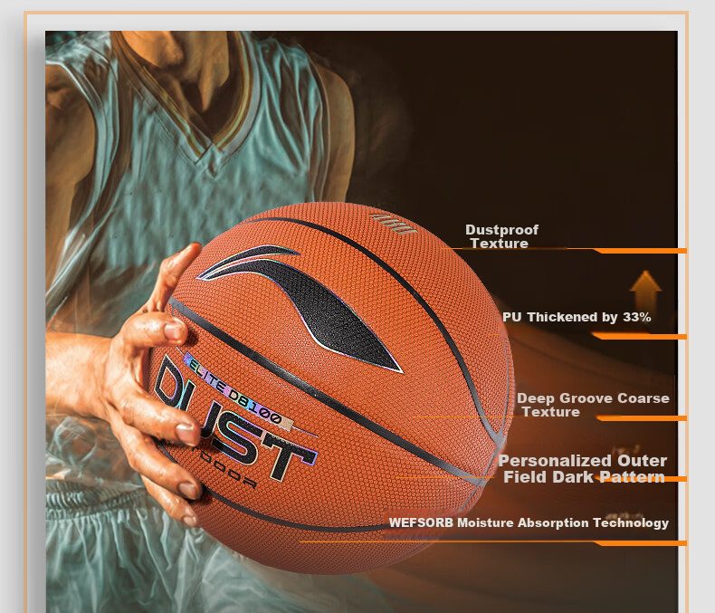Li-Ning 4BD Basketball D8100 Adult Professional Competition Grade Size 7 Outdoor High-Strength Dustproof Durable Wear-Resistant Ball Size 7 11