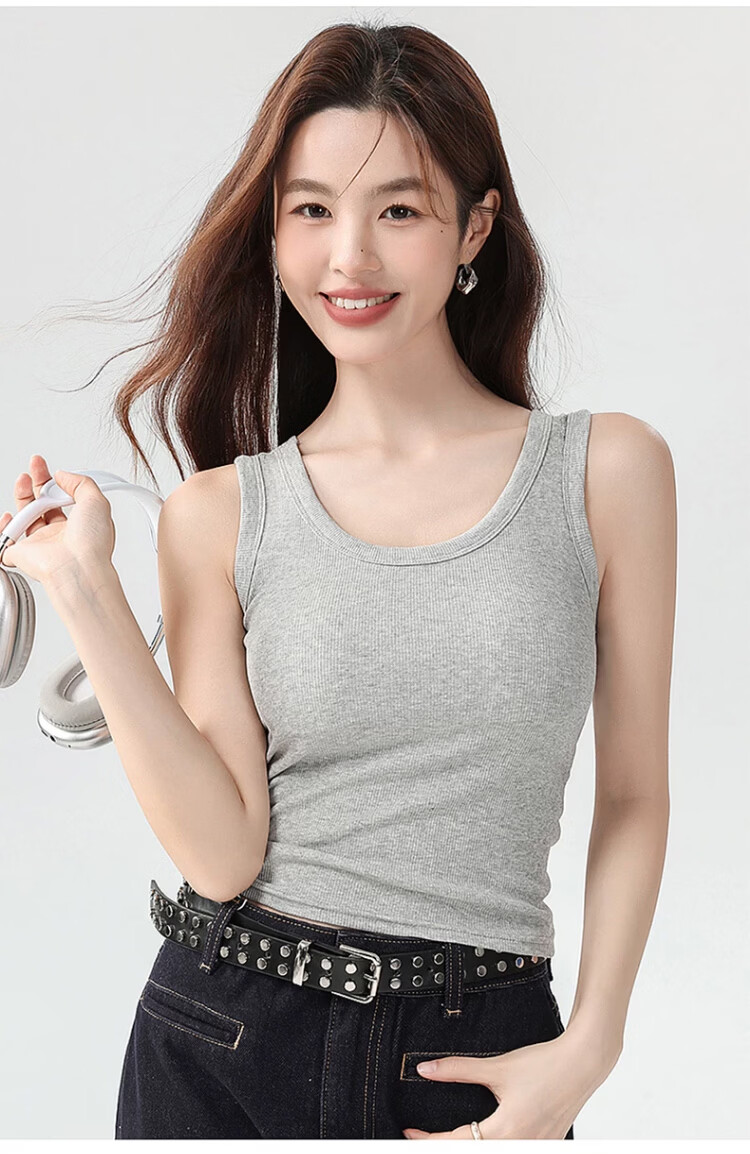 Langsha Pure Cotton Women's Camisole Vest with Chest Pad, Spring Summer Inner Wear, Side Breast Coverage, Slim Fit Sleeveless Top 15