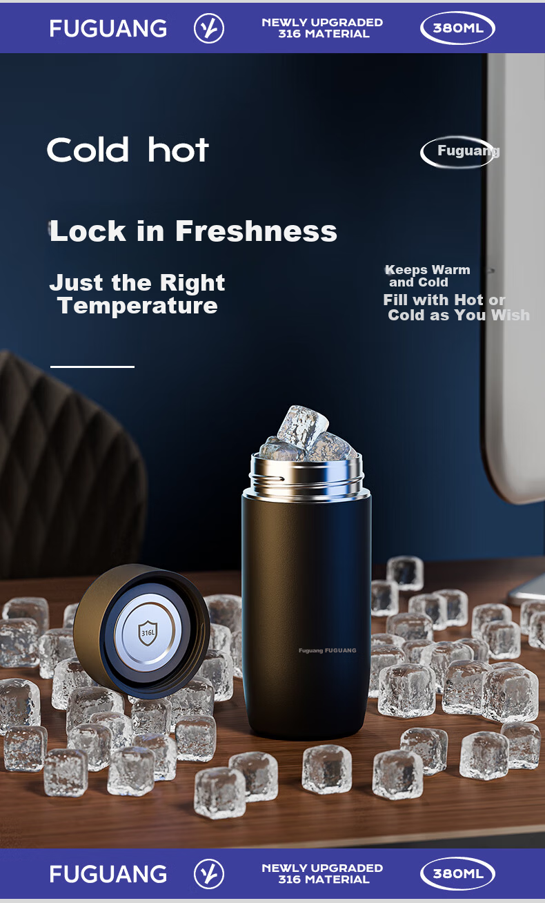 Fuguang Insulated Water Bottle for Men 316L Stainless Steel Portable Business Travel Tea Cup 8