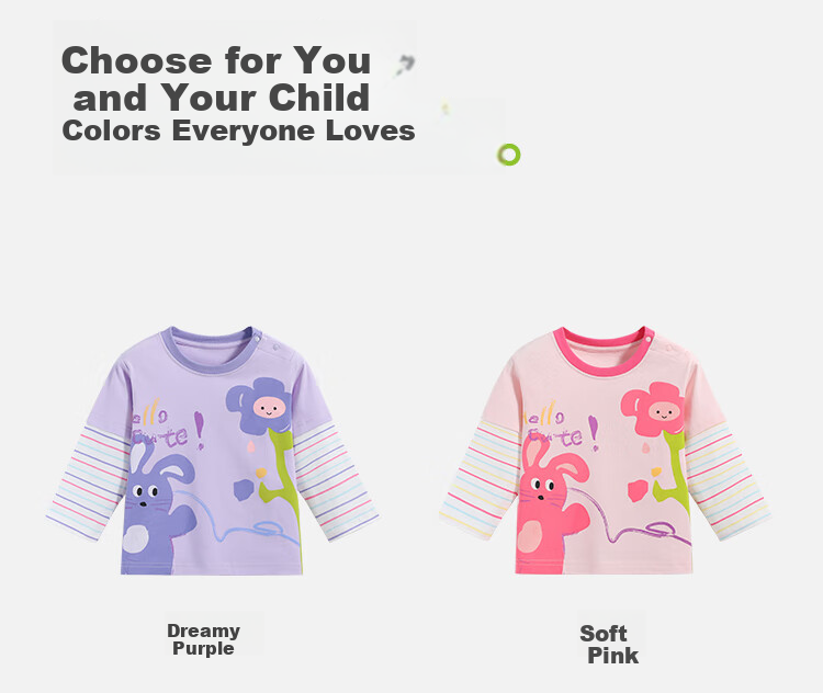 YUZHAOLIN Children's T-Shirt Spring Girls' Pure Cotton T-Shirt Toddler Baby Versatile Basic Top Dream Rabbit 9