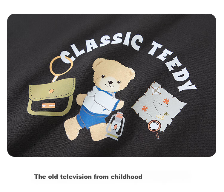 Classic Teddy Boys' Sweatshirt Children's Cotton Top Kids' Spring Trendy Base Shirt Off-White Size 90 18