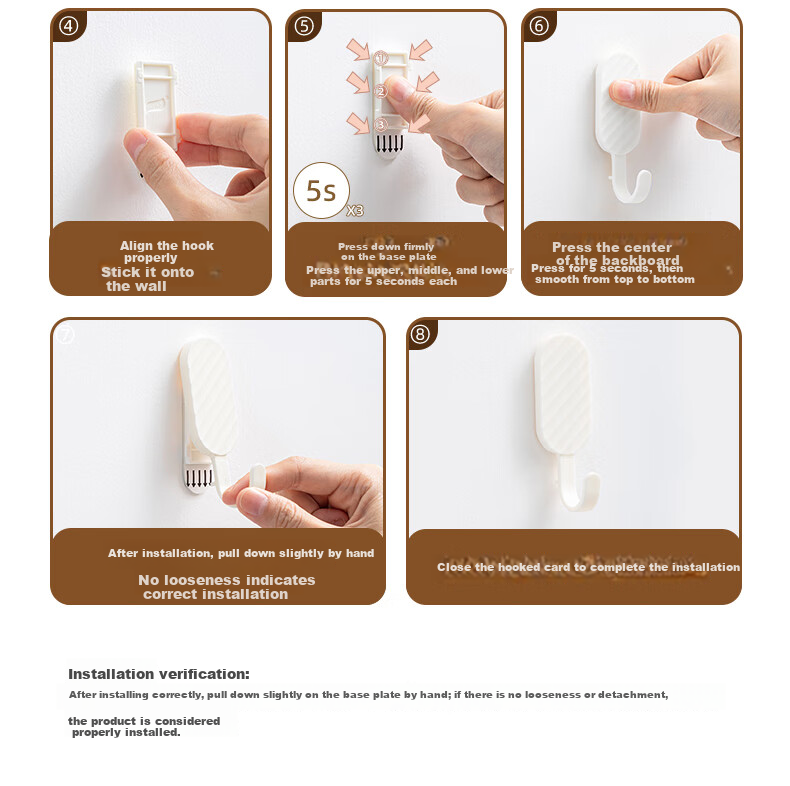 Taili No-Trace Adhesive Hooks Strong No-Drill Wall Hooks for Bathroom Kitchen Door Clothes Hangers, 4-Pack 20