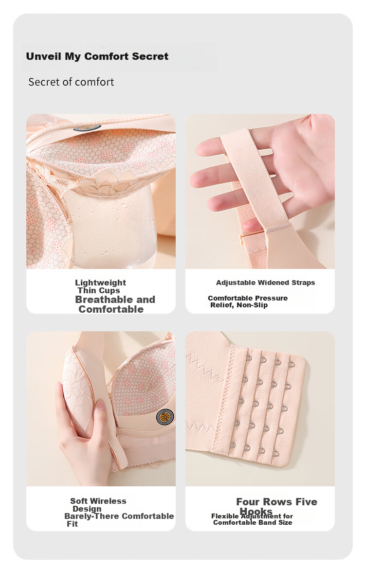 GRACEWELL Lace Push-Up Shaping Bra for Small Bust, Lift and Gather, Anti-Sagging, Side Support, Summer Bra 10