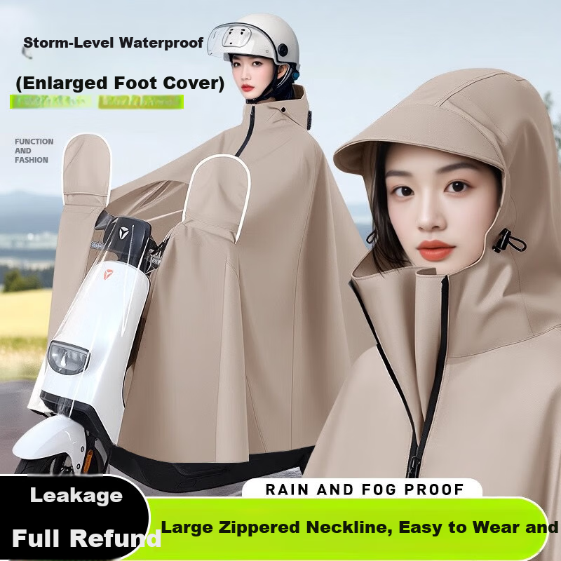 Feilinsman Electric Vehicle Raincoat Long Full-Body Thickened Enlarged Unisex Adult Motorcycle Electric Bike Rain Poncho