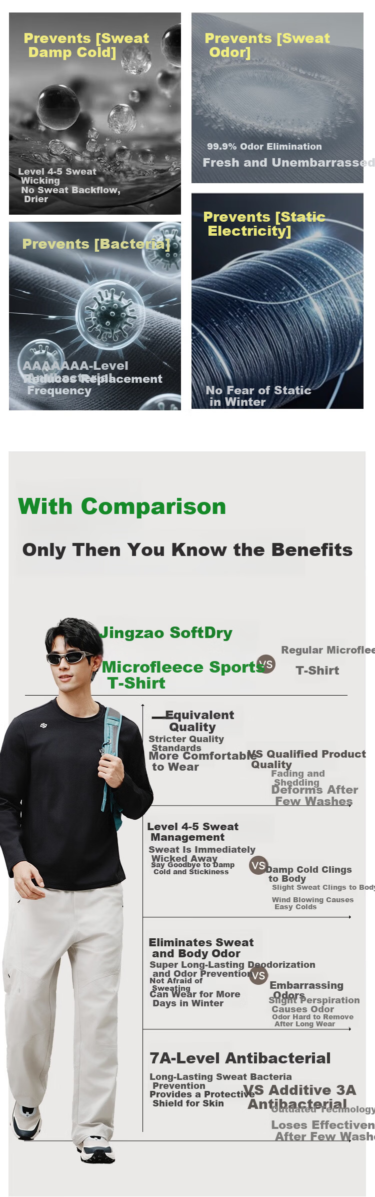 JD Jingzao Men's Autumn Winter 7A Antibacterial Sports T-Shirt Comprehensive Training Deodorant Long Sleeve Anti-Static Dark Khaki 2XL 6