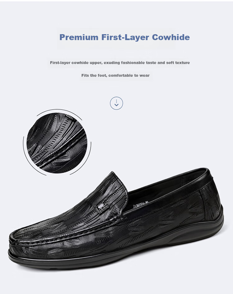 SPIDER KING Loafers Spring Autumn Men's Shoes Cowhide Comfortable Slip-On Moccasins Men's Business Leather Shoes Black 39 6