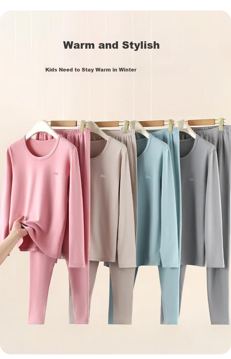 Langsha Youth Thermal Underwear Wool and German Velvet Heating Autumn Winter Fleece Thickened Set for High School Boys 22