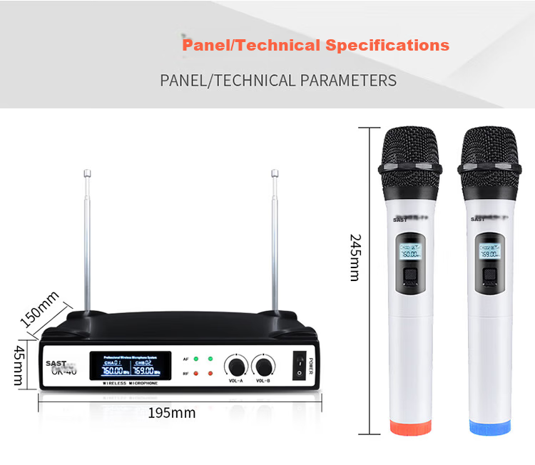 SAST Wireless Microphone System, Dual-Channel UHF Wireless Microphones for Professional Teaching, Performance, Home Karaoke, Meetings, Stage Hosting, And KTV Use 17