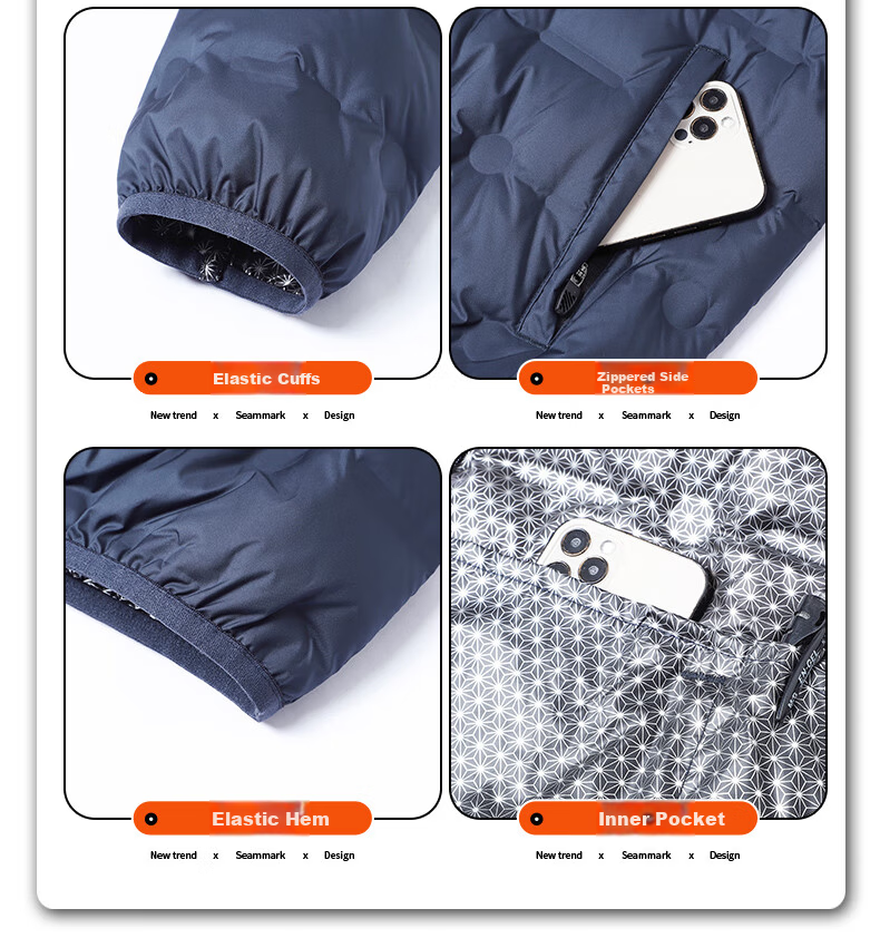 ROMON Men's Down Jacket Winter Trendy Casual Comfortable Warm Stand Collar Coat Black M 7918 8