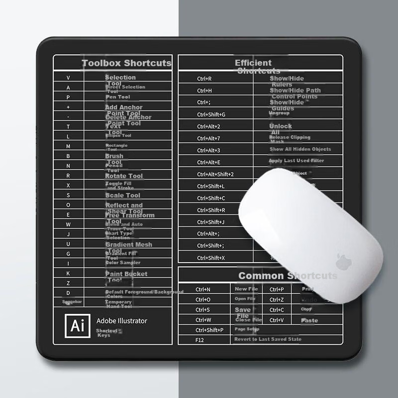 Biyoumei Shortcut Liquid Feel Mouse Pad Home Office Gaming Computer Mouse Pad Desk Mat Double-sided Two-tone Square Mouse Pad PS+CAD Black+Gray 28*28cm 1