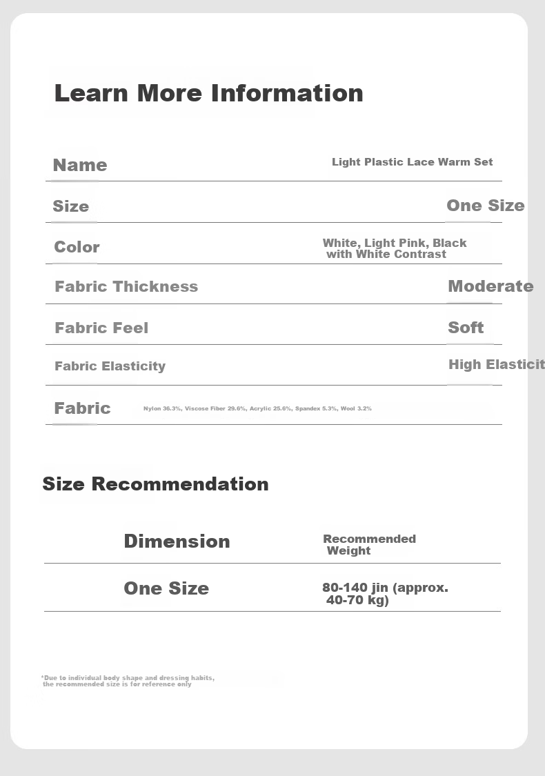 GUJIN Women's Thermal Underwear Set Thin Autumn Top and Bottom with Merino Wool Slim Fit Lace White 10