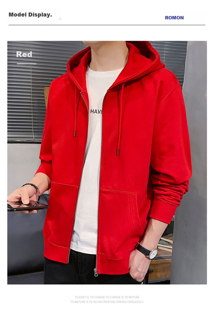 ROMON Men's Sweatshirt, Loose-Fitting Jacket for Spring And Autumn, Casual Hooded Sports Top, Men's Clothing 6