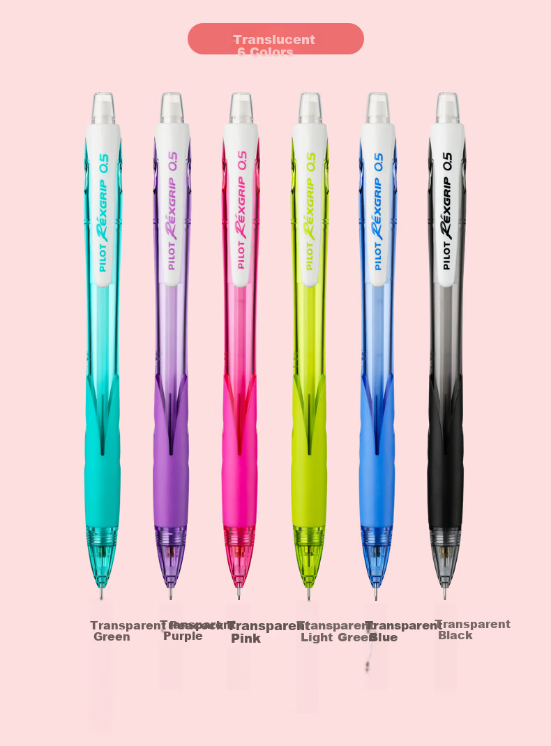 PILOT [Best-Selling Product] Leicai Mechanical Pencil 0.5mm Children's Pencil for First And Second Grade Elementary School Students Writing Pencil with Eraser Stationery Transparent Purple (Pencil Refills Included) HRG10RCV5 10