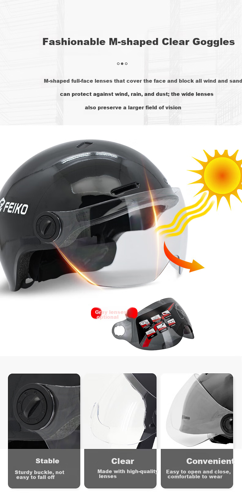 FEIKO 3C Certified Electric Vehicle Helmet Motorcycle Helmet Four-Season Half Helmet Safety Cap Unisex Commuter Electric Scooter White L 8