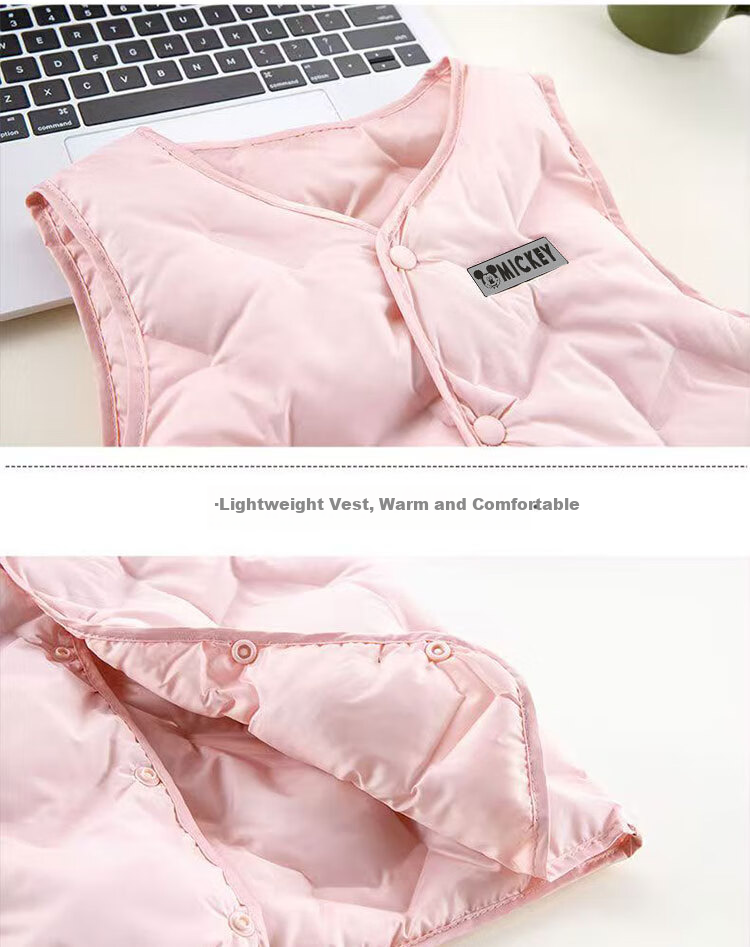Disney Autumn Winter New Girls' Vest Sweet Macaron Color School Uniform Essential Mid to Large Kids' Vest Inner Wear 3
