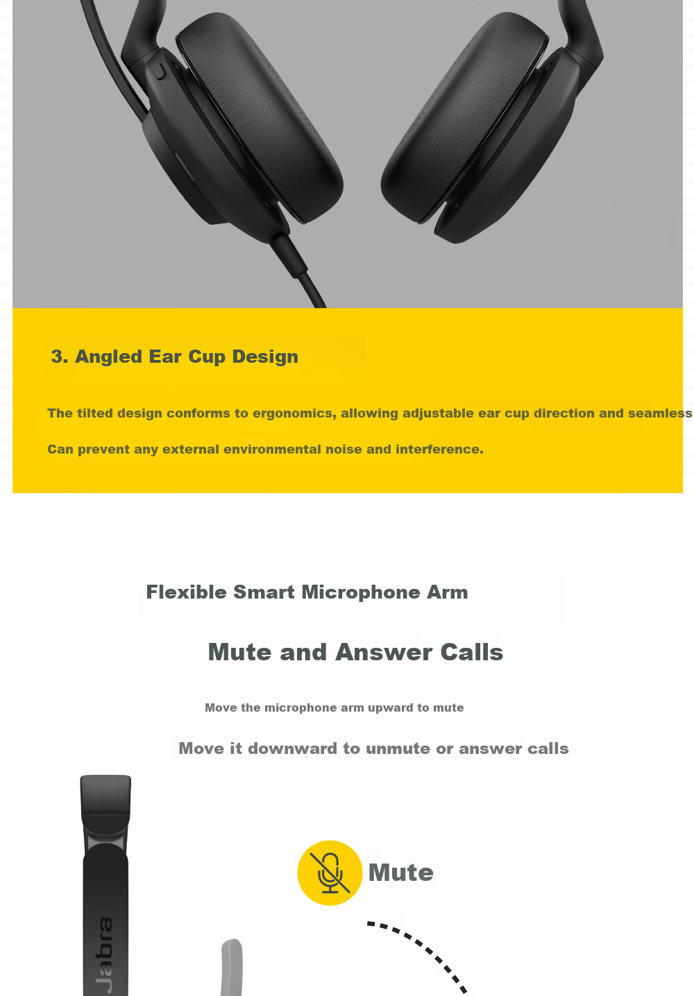 Jabra Evolve2 40 UC, Computer Office Conference Call Center Customer Service Telemarketing Headset, Online Education Over-Ear Noise-Cancelling Dual-Ear Headphones 6