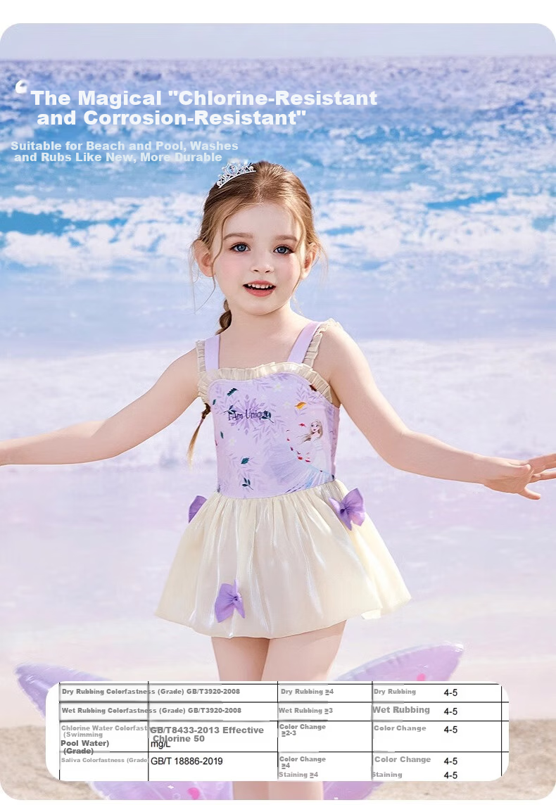 Disney Kids Girls One-Piece Swimsuit for Ages 6-12, Baby Girl Swimwear D35042 Cloud Blue Size 130 12