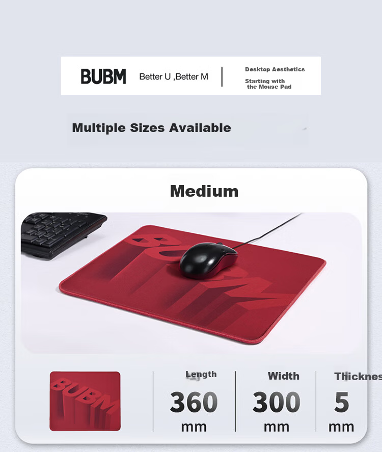 Biyoumei Gaming Mouse Pad FPS Esports Delta PUBG CS2 Valorant Balanced Fabric 360x300x5mm Red 5