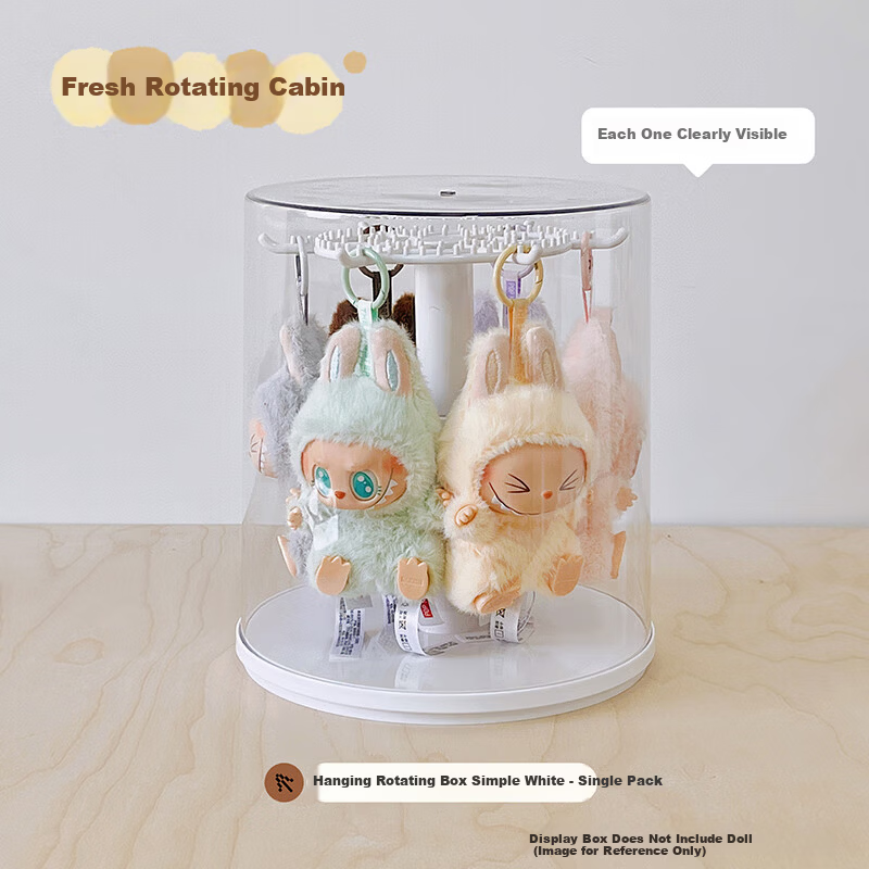 MESHD Labubu Hanging Display Box Rotating Transparent Labubu Plush Doll Figurine Blind Box Storage Display Stand