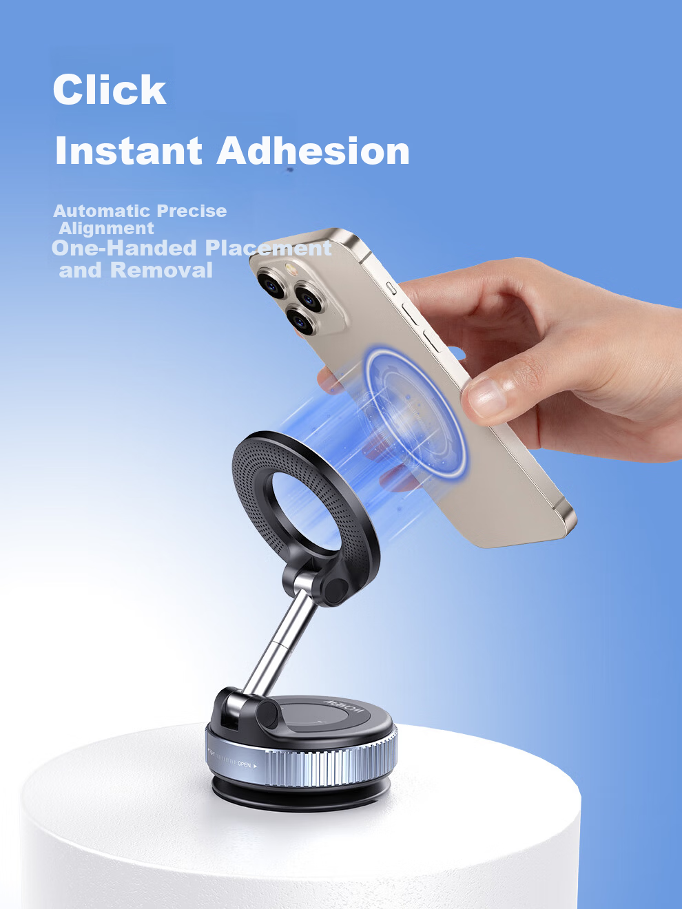 Wonew【Detachable Epoxy Resin】Colorful Snail Magnetic Car Phone Holder Vacuum Car Mount with Leather Texture 9