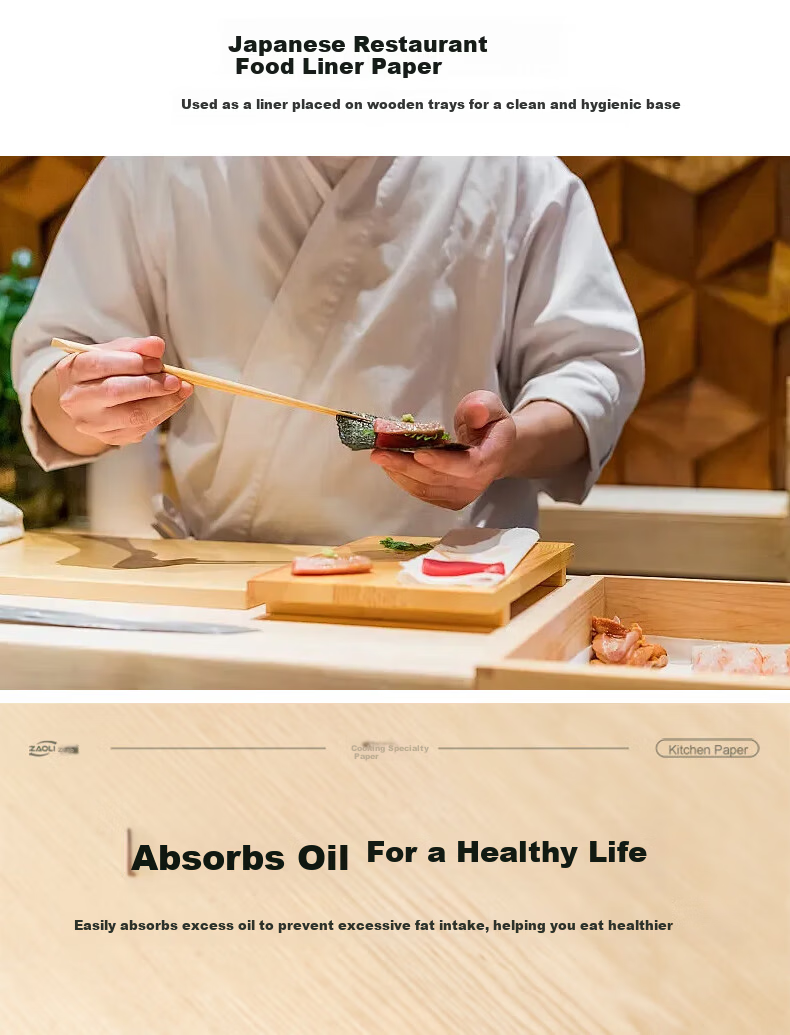 Zhaoli Disposable Oil Absorbing Paper 100 Sheets Food Grade Kitchen Supplies Enhanced Oil and Water Absorption 2 Rolls 11