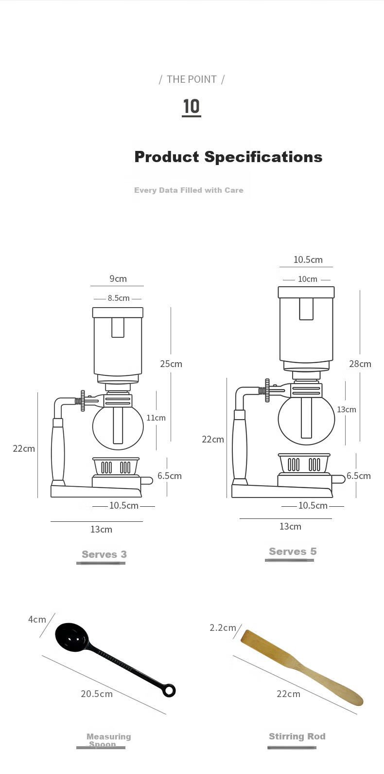 Mongdio Siphon Coffee Maker Home Siphon Coffee Pot Set Manual TCA-3 Cup Gift Box 14
