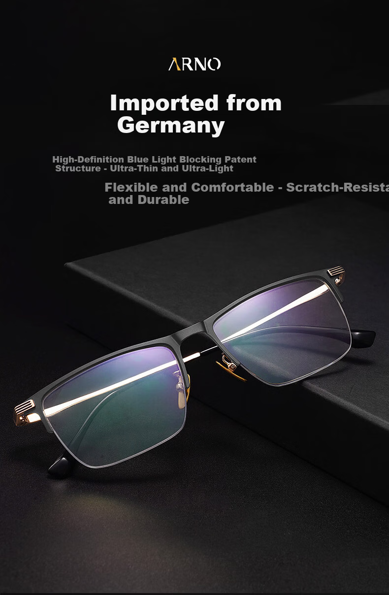 ARNO Focus On Your Eyes Men's Reading Glasses Imported Titanium Frame HD Blue Light Blocking Fashion Portable E207JG +1.50 Diopter 1